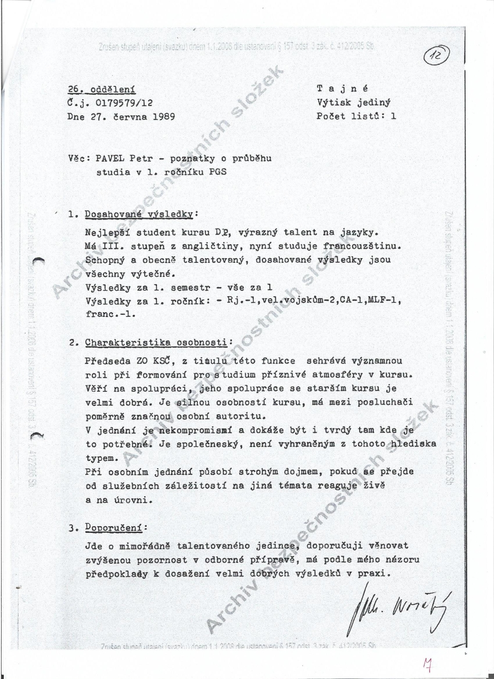 Složky p.Prezidenta Pavla Pávka.Jen aby se nezapomnělo.