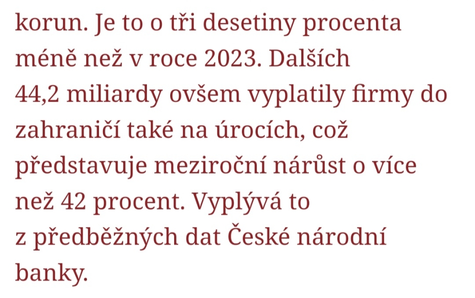 https://www.novinky.cz/clanek/ekonomika-z-ceska-loni-odteklo-do-zahranici-na-dividendach-312-miliard-40513110?fbclid=IwY2xjawJpqOxleHRuA2FlbQIxMQABHjDbgPiBYaXb9Q5C6yrRbqhCA8HbQxdmHsYDfwybA_HNP3OUkSnPtOM_PbD7_aem_tWkxwOXsZD6uhNqc9KfzwA#dop_ab_variant=0&dop_source_zone_name=novinky.sznhp.box&source=hp&seq_no=3&utm_campaign=abtest244_hpdop_comments_varC&utm_medium=z-boxiku&utm_source=www.seznam.cz