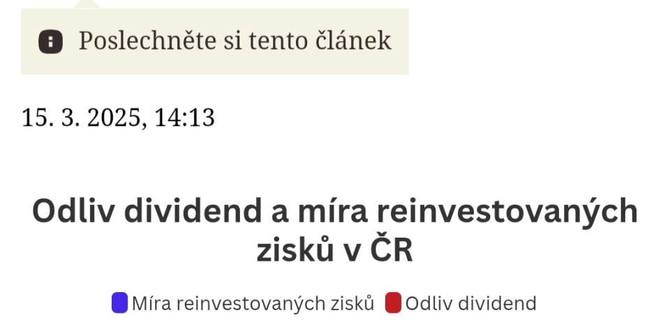 https://www.novinky.cz/clanek/ekonomika-z-ceska-loni-odteklo-do-zahranici-na-dividendach-312-miliard-40513110?fbclid=IwY2xjawJpqOxleHRuA2FlbQIxMQABHjDbgPiBYaXb9Q5C6yrRbqhCA8HbQxdmHsYDfwybA_HNP3OUkSnPtOM_PbD7_aem_tWkxwOXsZD6uhNqc9KfzwA#dop_ab_variant=0&dop_source_zone_name=novinky.sznhp.box&source=hp&seq_no=3&utm_campaign=abtest244_hpdop_comments_varC&utm_medium=z-boxiku&utm_source=www.seznam.cz